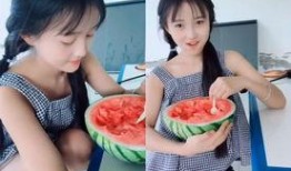 夏日吃瓜拍照情侣,情侣瓜拍秀恩爱瞬间